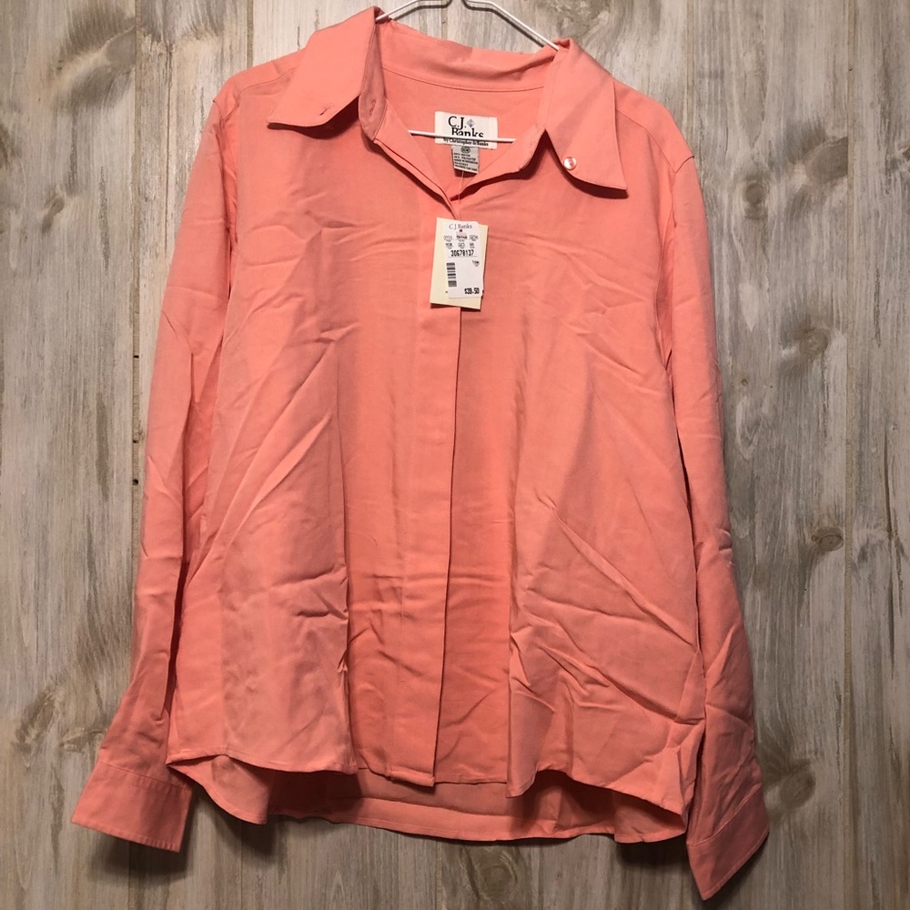 NWT CJ Banks Button Down Shirt Roll Sleeve Sz 16 W